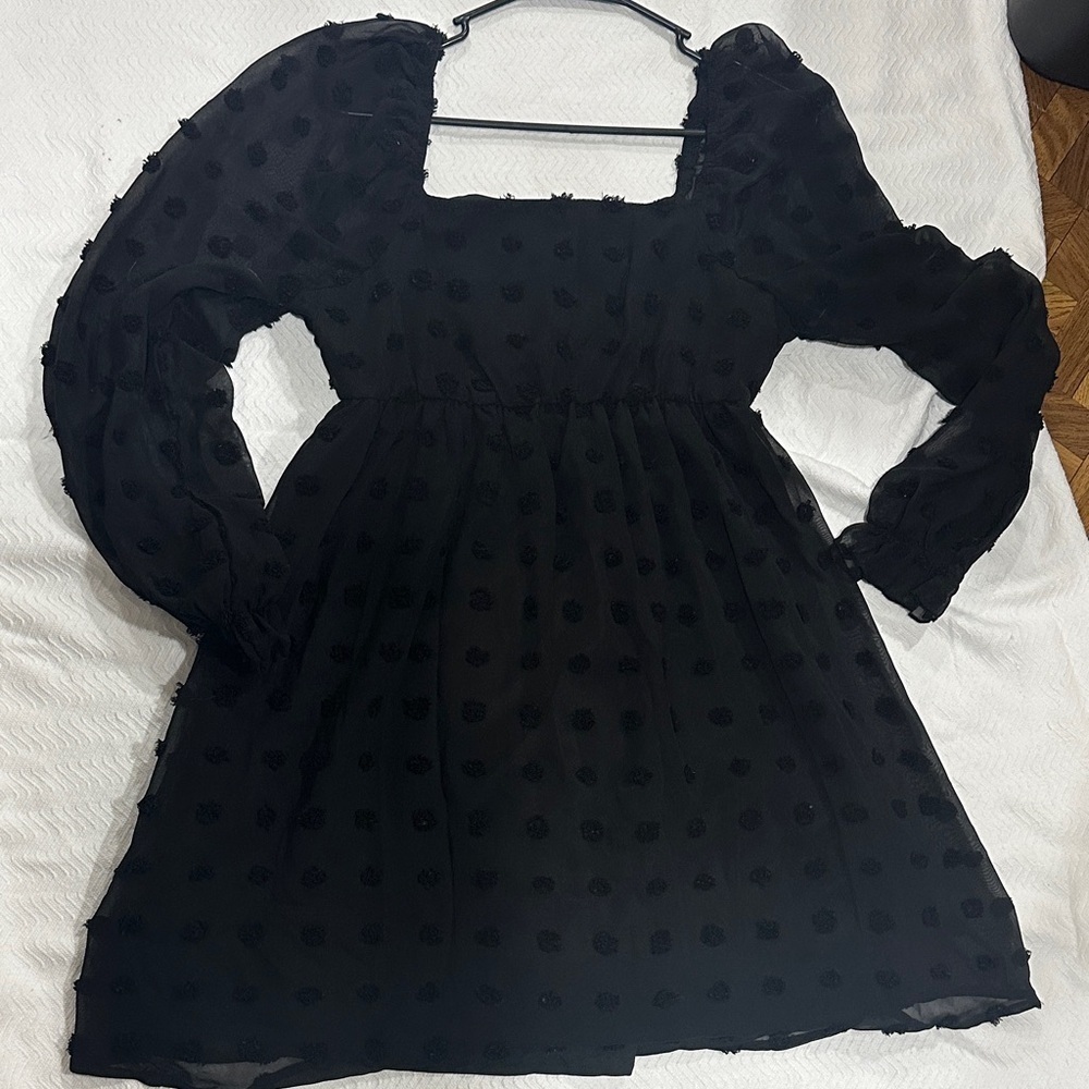 Maternity Black Sheer Long Sleeve Dress small - Picture 4 of 4